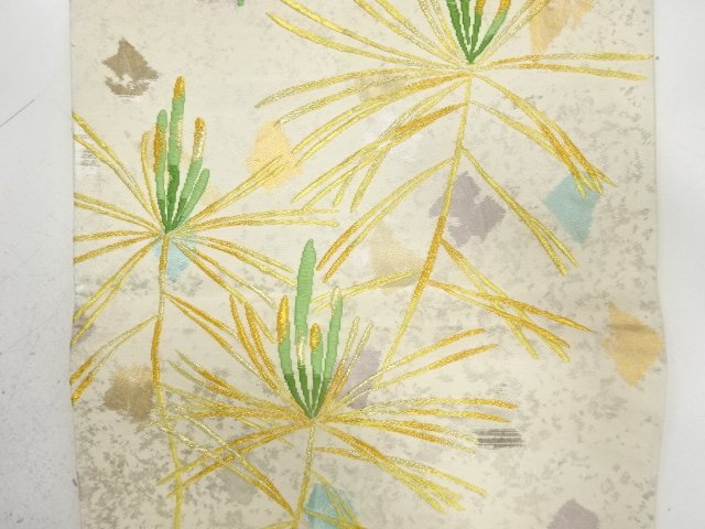  アンティーク　引箔　若松模様織り出し袋帯（材料）